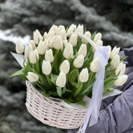 Корзина из белых тюльпанов Корзина из белых тюльпанов